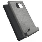 Wholesale Galaxy Note FE / Note Fan Edition / Note 7 Card Holder Hybrid Case (Space Gray)